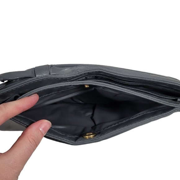 Vegan Leather Grey Clutch - Picture 5 of 6